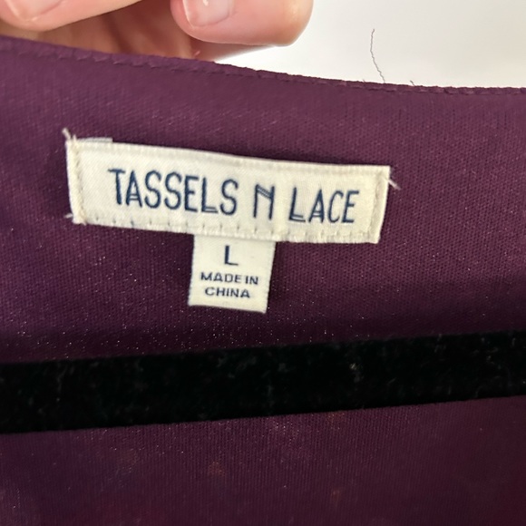 Tassles N Lace High Low Patterned Wrap Dress— size Large - Picture 4 of 4